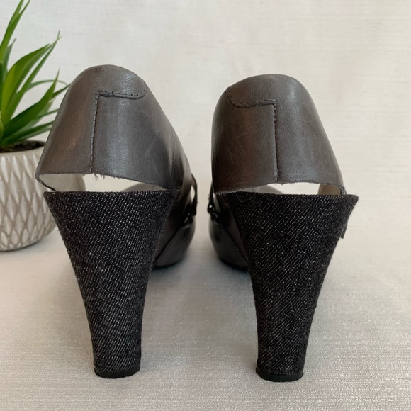 Tsubo Acrea Gray Leather Mary Jane Slingback Denim Heels Woman’s 8.5 - Picture 10 of 12